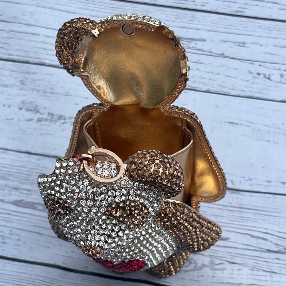 Panda Teddy Bear NEW Rhinestone Crystal Clutch Bag Purse Minaudiere Whimsy Bling - Picture 12 of 15